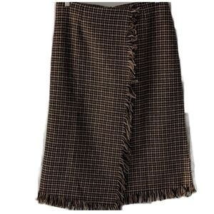 Brown Houndstooth Skirt Fringe Size M NWT